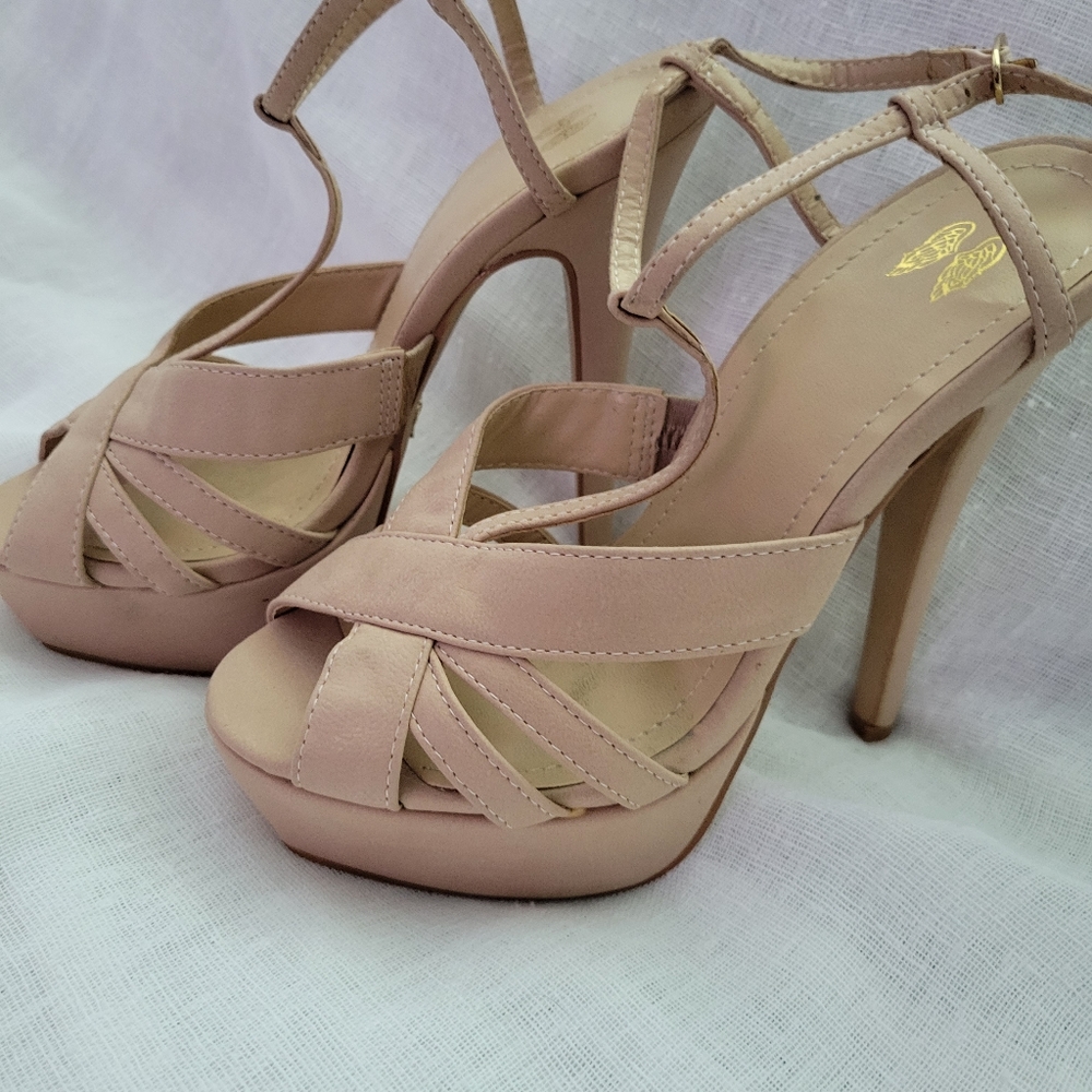 Nude scrappy heels
